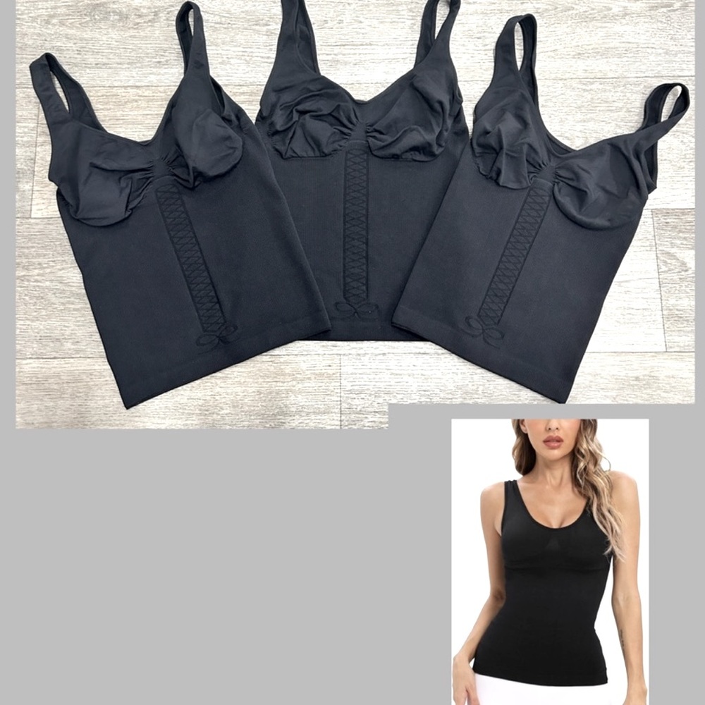 G by Guess Black Ribbed Tummy Control Camisole Top